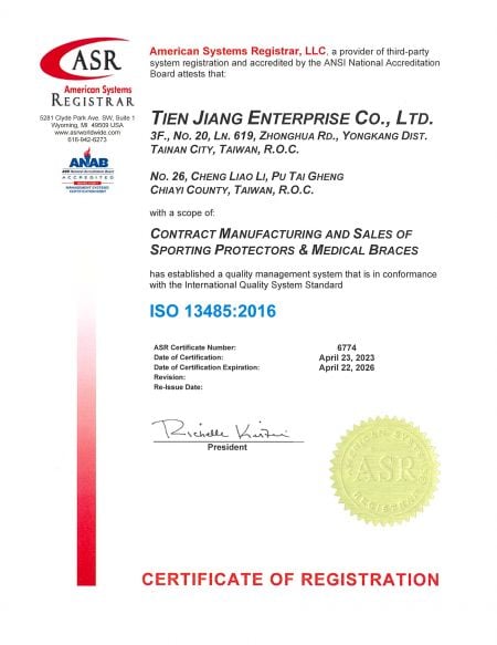 Taiwanische Fabrik - ISO13485 2016 Zertifikat.